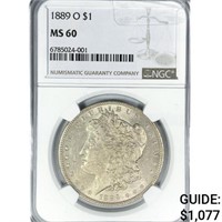 1889-O Morgan Silver Dollar NGC MS60