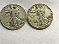 1937+1943S STANDING LIBERTY SILVER 1/2 DOLLARS