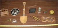 Assorted Collectible Items, Wood Shovel, Misc