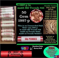 THIS AUCTION ONLY! BU Shotgun Lincoln 1c roll, 199