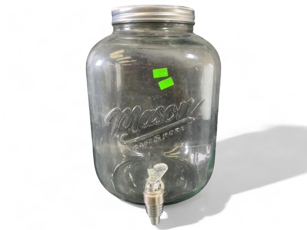 3 Gallon glass Mason drink dispenser with lid