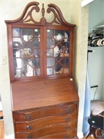 MAHOGANY SECRETARY DESK w/  KEY* CONTENTS