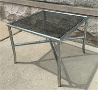 Mid Century Chrome Faux Bamboo Accent Table