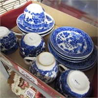 BOX OF BLUE DISHES