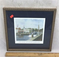 Framed T. Fowler Art - City Dock, Annapolis