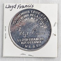 LLOYD FRANCIS CANADA POLITICAL COIN TOKEN