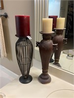 2 large candle holders- deco