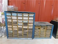 2 parts bin cabinet w/ contents 45 and 15 drawers