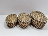 (3) Nest Woven Baskets