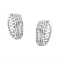 10k White Gold .52ct Diamond Hoop Earrings