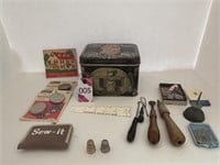Singer Sewing Machine Tin & Misc Items