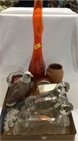 Vases, book ends, figurines, glass ship