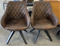 Mid-Century Inspired Leather Like Swivel Chairs