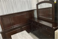 King Size Cherry Wood Style Bed , Includes Dresser