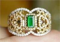 18K Gold Natural Emerald Ring