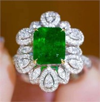 3ct Natural Emerald Ring 18K Gold