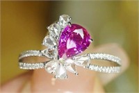1.1ct Natural Pink Sapphire Ring 18K Gold