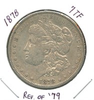 1878 Morgan Silver Dollar - 7 TF, Reverse of 1879