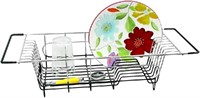 Over Sink Dish Drainer With Utinsil Holders, Black