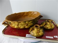 TRAY: 3 ROSEVILLE POTTERY PIECES