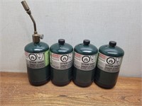 4 PROPANE Canisters + Torch Tip #All Full