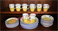 Pier 1 Hand Painted Stoneware - 32 Pieces