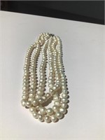 Triple Strand Pearl Choker Necklace