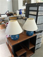 Pair of Blue MCM Style Lamps
