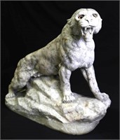 VINTAGE CARVED MARBLE PANTHER