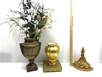 Flower URN, Ceramic Gold Vase