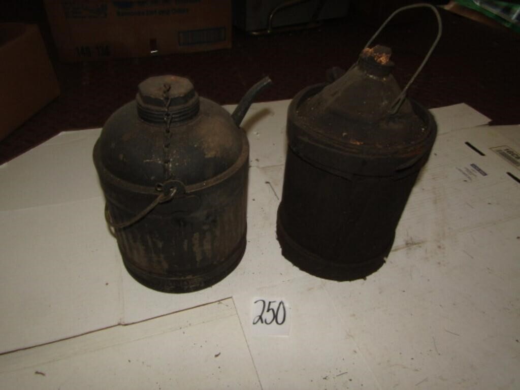 VINTAGE GAS CAN W/ SPOUT, WOOD WRAPPED CAN