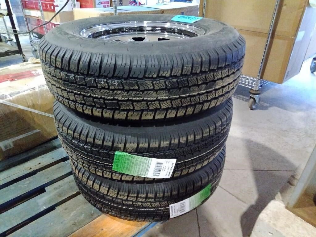 (3) Supercargo ST205/75R1 Tires & Chrome Rims