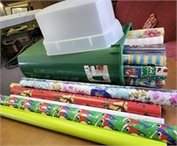 Gift wrapping paper rolls & storage tote