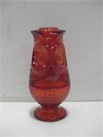 Vtg Viking Glass Red Owl Fairy Lamp
