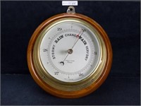 Round Wood-Mounted Barometer