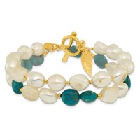 Sterling Silver FWC Pearl Zircon Toggle Bracelet