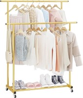 Double Rod Clothing Garment Rack,Rolling Hanging