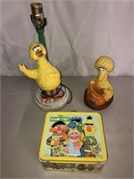 Sesame Street Collectibles w/ Lamp Lunchbox & Bank