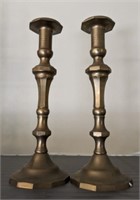 PAIR OF BRASS CANDLE STICK HOLDERS 14IN