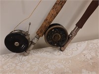 2 Flyfishing rods & reels, 1 missing top pole secn