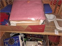 Shelf lot, two bags felt, small picture frame,