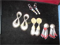 4 Pair Sterling Silver Lady's Dangle Earrings