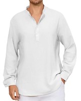 YAOHUOLE MENS 3XL CASUAL LINEN LONG SLEEVE SHIRT