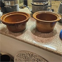 2 Stoneware Crock Pot Inserts