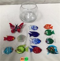 350 - MURANO GLASS TROPICAL FISH & BUTTERFLY (A97)