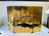 3 panel gold flake Oriental Painted Screen