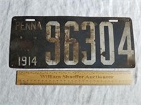 1914 Porcelain PA License Plate