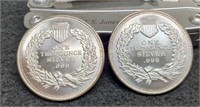(2) 1 Troy Oz. Silver Rounds "Seated Liberty"