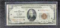 $20 1929 National Currency Note "St. Louis"