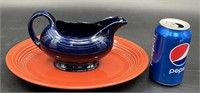 Fiestaware Cobalt Blue Gravy Boat & Oval Platter